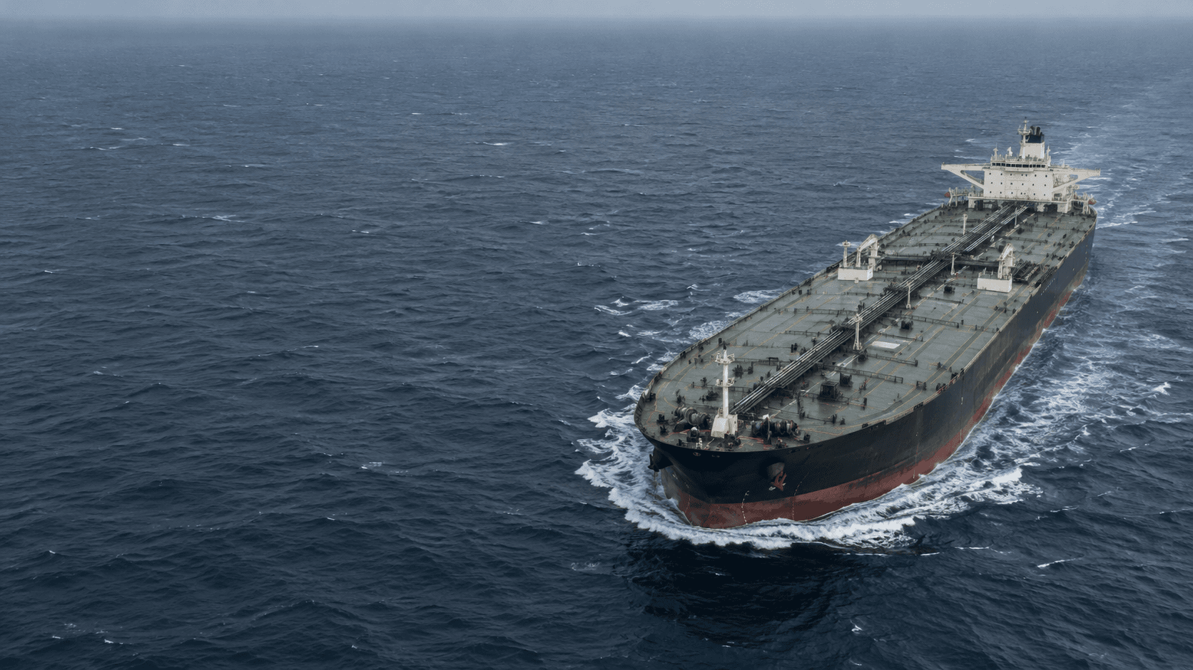 Illustrative crude-oil tanker moving through open water